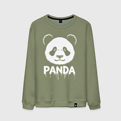 Свитшот хлопковый мужской Панда белой краской, цвет: авокадо
