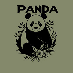 Свитшот хлопковый мужской Панда с цветами, цвет: авокадо — фото 2