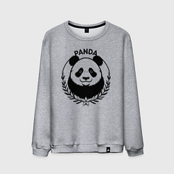 Свитшот хлопковый мужской Панда в лавровом венке, цвет: меланж