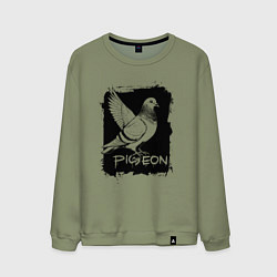 Свитшот хлопковый мужской Голубь в стиле граффити, цвет: авокадо
