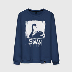 Свитшот хлопковый мужской Лебедь в стиле граффити, цвет: тёмно-синий