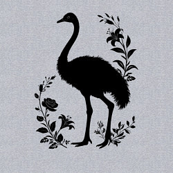 Свитшот хлопковый мужской Страус среди цветов, цвет: меланж — фото 2