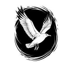 Свитшот хлопковый мужской Чайка в черном круге, цвет: белый — фото 2