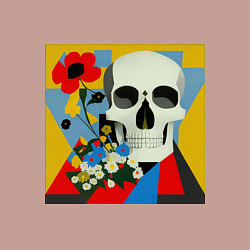 Свитшот хлопковый мужской Череп в красочных цветах, цвет: пыльно-розовый — фото 2