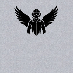 Свитшот хлопковый мужской Черный авиатор с крыльями, цвет: меланж — фото 2