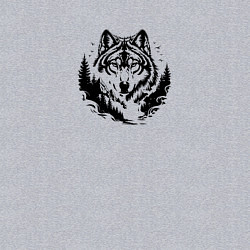 Свитшот хлопковый мужской Голова волка над лесом, цвет: меланж — фото 2