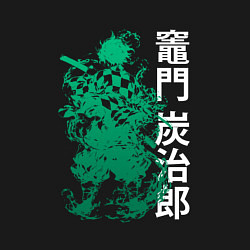 Свитшот хлопковый мужской Клинок рассекающий демонов - зеленый, цвет: черный — фото 2