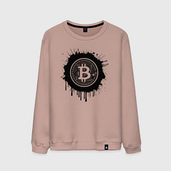 Свитшот хлопковый мужской Биткоин в черной красках, цвет: пыльно-розовый