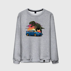 Свитшот хлопковый мужской Субару и динозавр, цвет: меланж