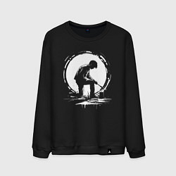 Мужской свитшот Такаси Мураками рисует белой краской