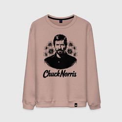 Свитшот хлопковый мужской Чак Норрис в цветах, цвет: пыльно-розовый