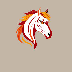 Свитшот хлопковый мужской Красная огненная лошадь, символ года, цвет: миндальный — фото 2