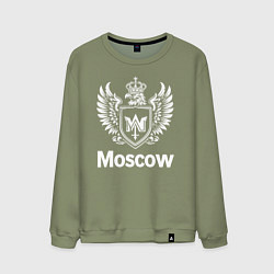 Свитшот хлопковый мужской Москва орел в короне с буквой М, цвет: авокадо