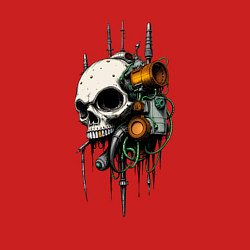 Свитшот хлопковый мужской Биокибернетический череп, цвет: красный — фото 2