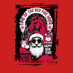 Свитшот хлопковый мужской Красный огненный конь 2026, цвет: красный — фото 2