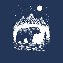 Свитшот хлопковый мужской Ночная симфония гор и медведя, цвет: тёмно-синий — фото 2