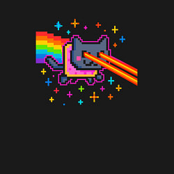 Свитшот хлопковый мужской Радужный пиксельный котик, цвет: черный — фото 2