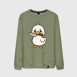Свитшот хлопковый мужской Утенок с ножом, цвет: авокадо