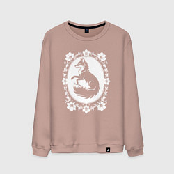 Мужской свитшот Лиса в цветочной раме