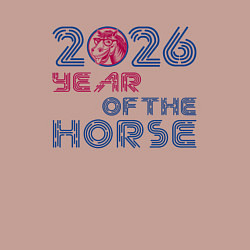 Свитшот хлопковый мужской 2026 год красной огненной лошади, цвет: пыльно-розовый — фото 2