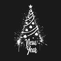 Свитшот хлопковый мужской Новый год и елка, цвет: черный — фото 2