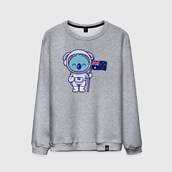 Свитшот хлопковый мужской Коала космонавт, цвет: меланж