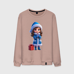 Свитшот хлопковый мужской Снегурочка с подарком, цвет: пыльно-розовый