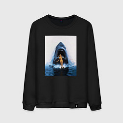 Свитшот хлопковый мужской Челюсти, цвет: черный