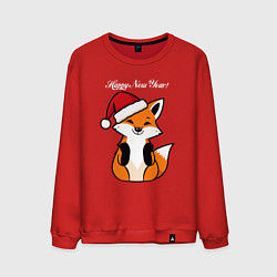 Свитшот хлопковый мужской Лисичка талисман - счастливого нового года, цвет: красный