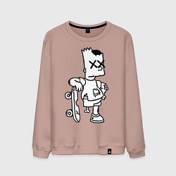 Свитшот хлопковый мужской Bart Simpsons Zombie, цвет: пыльно-розовый