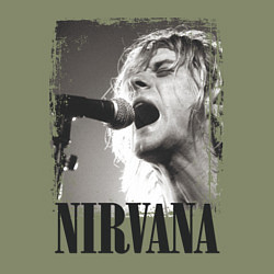 Свитшот хлопковый мужской Кобейн поет, цвет: авокадо — фото 2