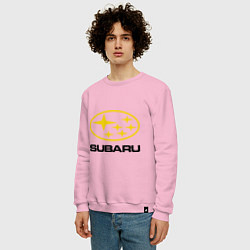 Свитшот хлопковый мужской Subaru Logo, цвет: светло-розовый — фото 2