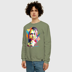 Свитшот хлопковый мужской Kurt Cobain: Colors, цвет: авокадо — фото 2