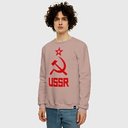 Свитшот хлопковый мужской СССР - великая держава, цвет: пыльно-розовый — фото 2