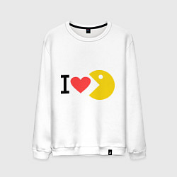 Свитшот хлопковый мужской I love Packman, цвет: белый