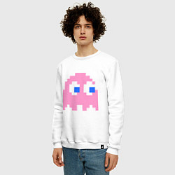 Свитшот хлопковый мужской Pac-Man: Pinky, цвет: белый — фото 2