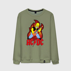 Свитшот хлопковый мужской AC/DC Homer, цвет: авокадо