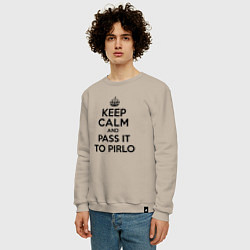Свитшот хлопковый мужской Keep Calm & Pass It To Pirlo, цвет: миндальный — фото 2