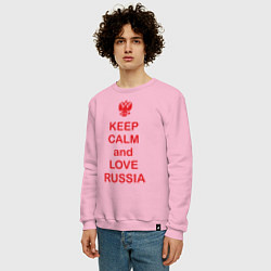 Свитшот хлопковый мужской Keep Calm & Love Russia, цвет: светло-розовый — фото 2