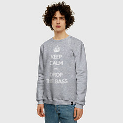 Свитшот хлопковый мужской Keep Calm & Drop The Bass, цвет: меланж — фото 2