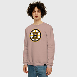 Свитшот хлопковый мужской Boston Bruins, цвет: пыльно-розовый — фото 2