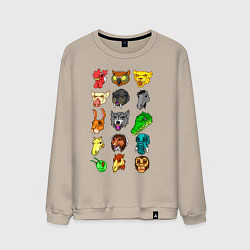 Свитшот хлопковый мужской Hotline Miami Masks, цвет: миндальный