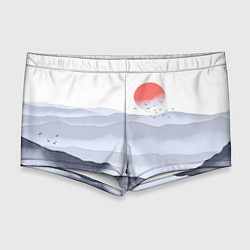Мужские плавки Японский пейзаж - восход солнца, цвет: 3D-принт