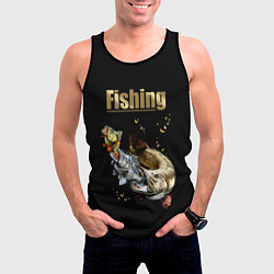 Майка-безрукавка мужская Gold Fishing, цвет: 3D-черный — фото 2
