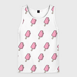 Майка-безрукавка мужская Мороженое розовое, цвет: 3D-белый