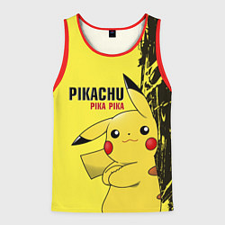 Майка-безрукавка мужская Pikachu Pika Pika, цвет: 3D-красный