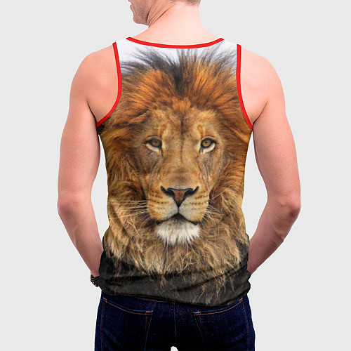 Мужская майка без рукавов Красавец лев / 3D-Красный – фото 4