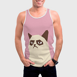 Майка-безрукавка мужская Grumpy cat pink, цвет: 3D-белый — фото 2