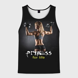 Майка-безрукавка мужская Fitness for life, цвет: 3D-черный
