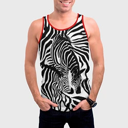 Майка-безрукавка мужская Полосатая зебра, цвет: 3D-красный — фото 2